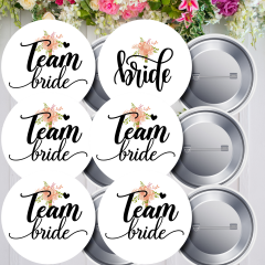 6 Adet Bride ve Team Bride Nedime İğneli Yaka Rozeti Takımı 58 mm (Model No: 07)