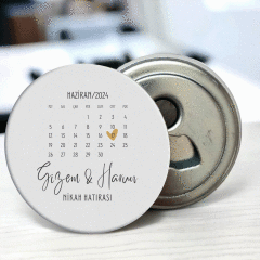 Takvim Detaylı Açacaklı Buzdolabı Magneti Nikah Hediyeliği (Model No: 01)