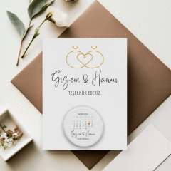 Takvim Detaylı Açacaklı Buzdolabı Magneti Nikah Hediyeliği (Model No: 01) Kartlı Jelatinli