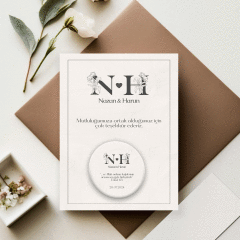 Çiçekli Baş Harfler Detaylı Açacaklı Buzdolabı Magneti Düğün Hediyeliği (Model No: 03) Kartlı Jelatinli