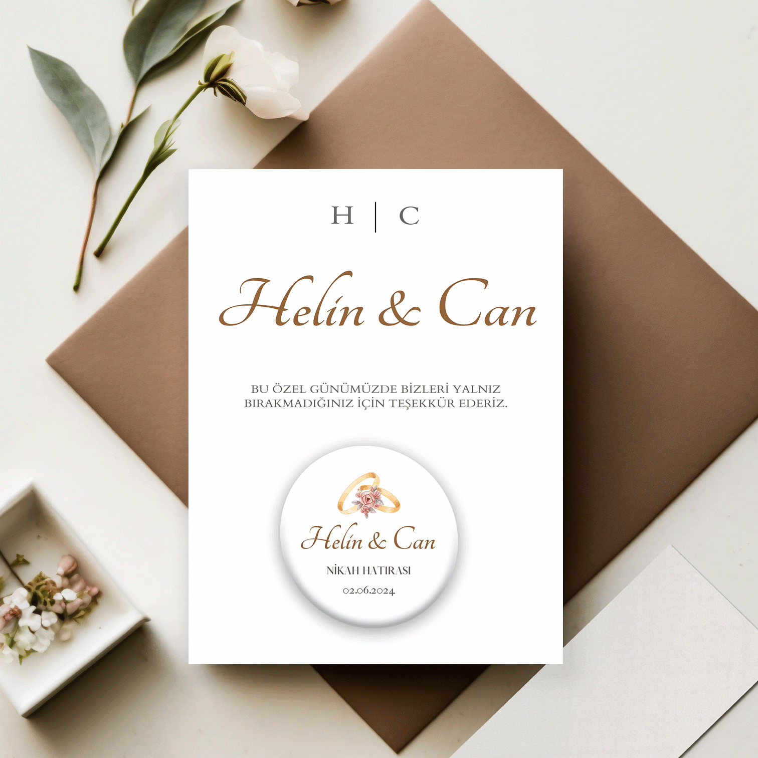 Yüzük Alyans Detaylı Açacaklı Buzdolabı Magneti Düğün Hediyeliği (Model No: 06) Kartlı Jelatinli