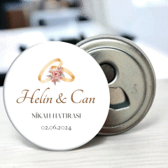 Yüzük Alyans Detaylı Açacaklı Buzdolabı Magneti Düğün Hediyeliği (Model No: 06) Sadece Magnet (Jelatinli)
