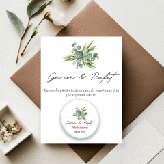 Üstte Çiçek Detaylı Açacaklı Buzdolabı Magneti Düğün Hediyeliği (Model No: 07) Kartlı Jelatinli