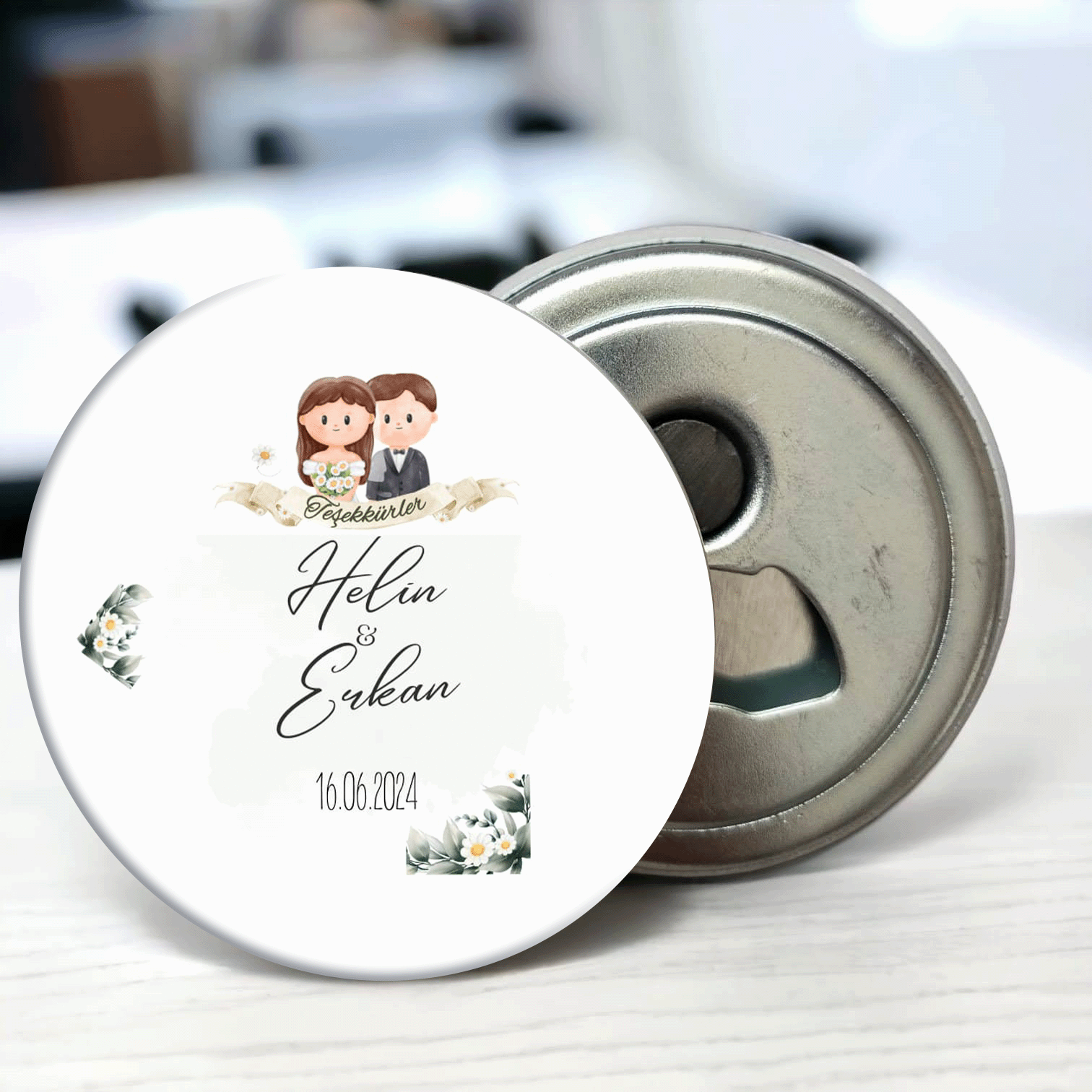 Gelin Damat Figürü Detaylı Açacaklı Buzdolabı Magneti Düğün Hediyeliği (Model No: 08) Sadece Magnet (Jelatinli)