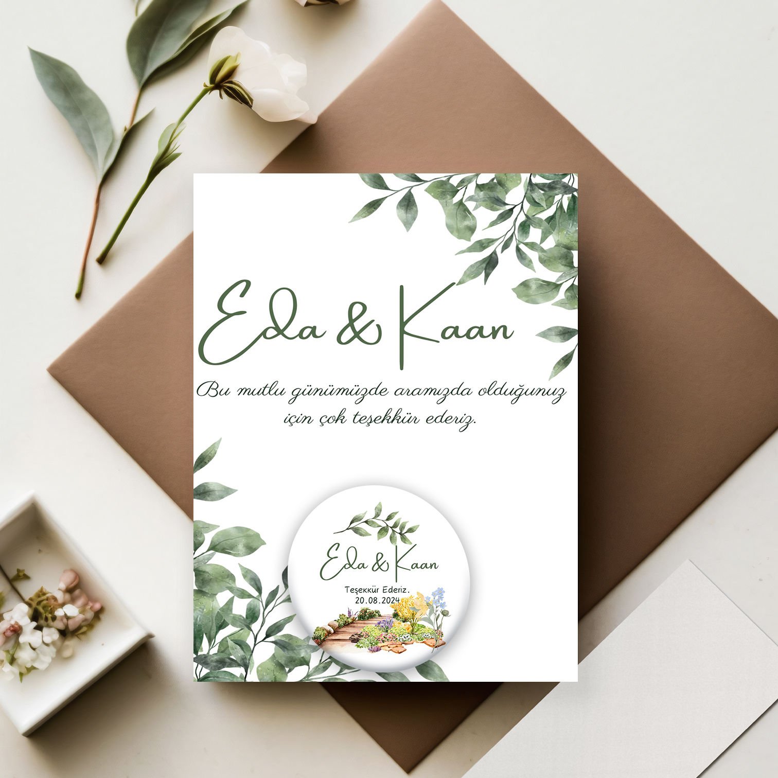 Bahçe Detaylı Açacaklı Buzdolabı Magneti Düğün Hediyeliği (Model No: 09) Kartlı Jelatinli