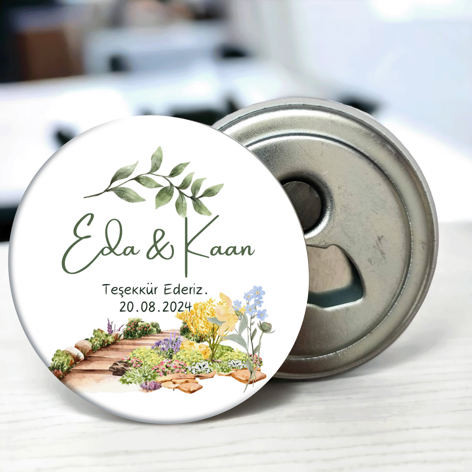 Bahçe Detaylı Açacaklı Buzdolabı Magneti Düğün Hediyeliği (Model No: 09) Sadece Magnet (Jelatinli)