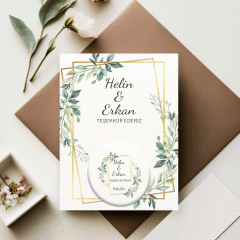 Çiçekli Çerçeve Detaylı Açacaklı Buzdolabı Magneti Düğün Hediyeliği (Model No: 10) Kartlı Jelatinli