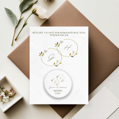 Çiçekli Yuvarlak Çerçeve Detaylı Açacaklı Buzdolabı Magneti Düğün Hediyeliği (Model No: 11) Kartlı Jelatinli