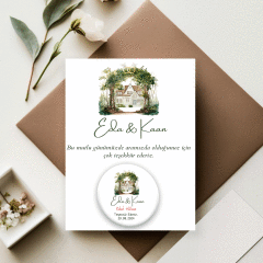 Ev Detaylı Açacaklı Buzdolabı Magneti Düğün Hediyeliği (Model No: 16) Kartlı Jelatinli