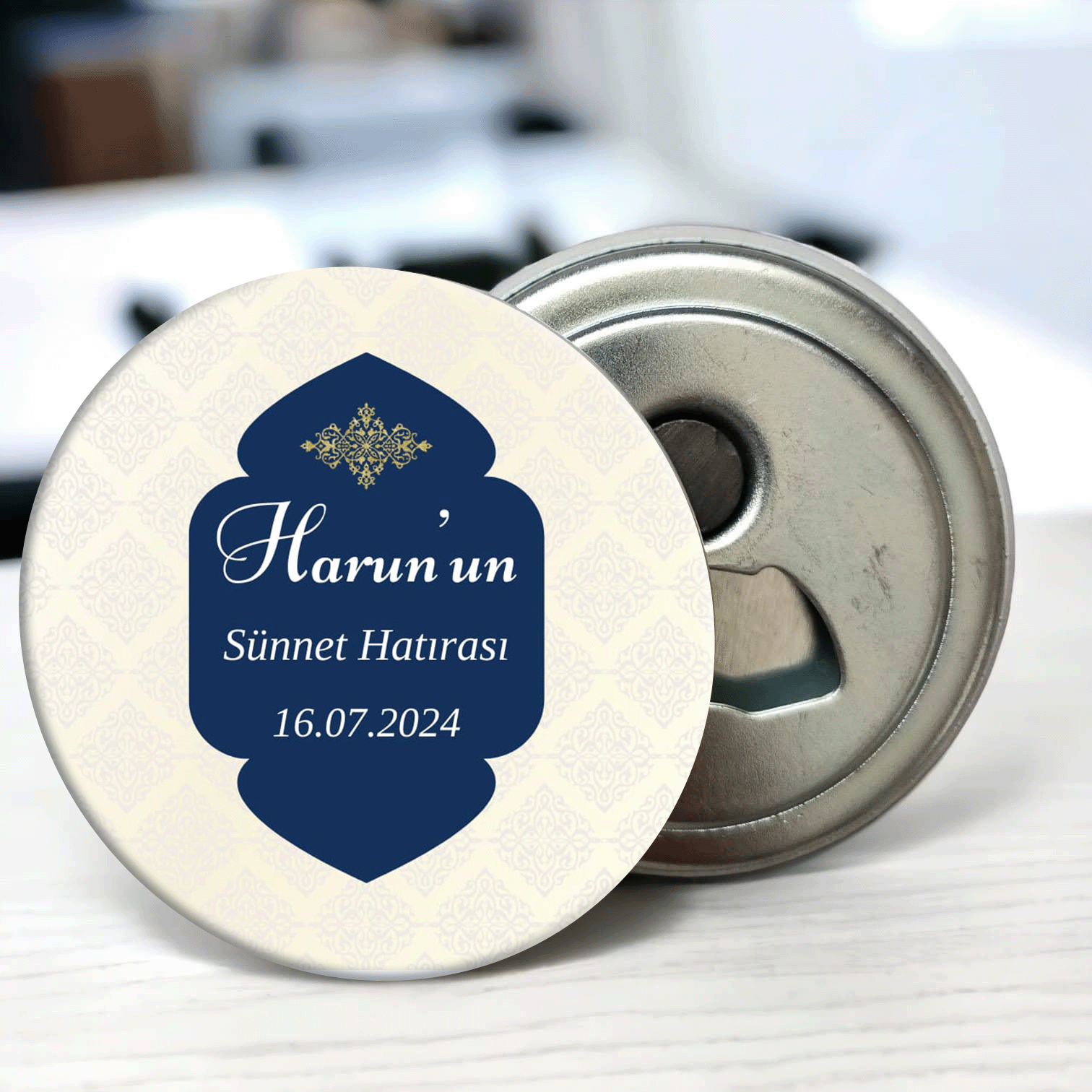 Lacivert Orta Çerçeve Detaylı Açacaklı Buzdolabı Magneti Sünnet Hediyeliği (Model No: 02) Sadece Magnet (Jelatinli)