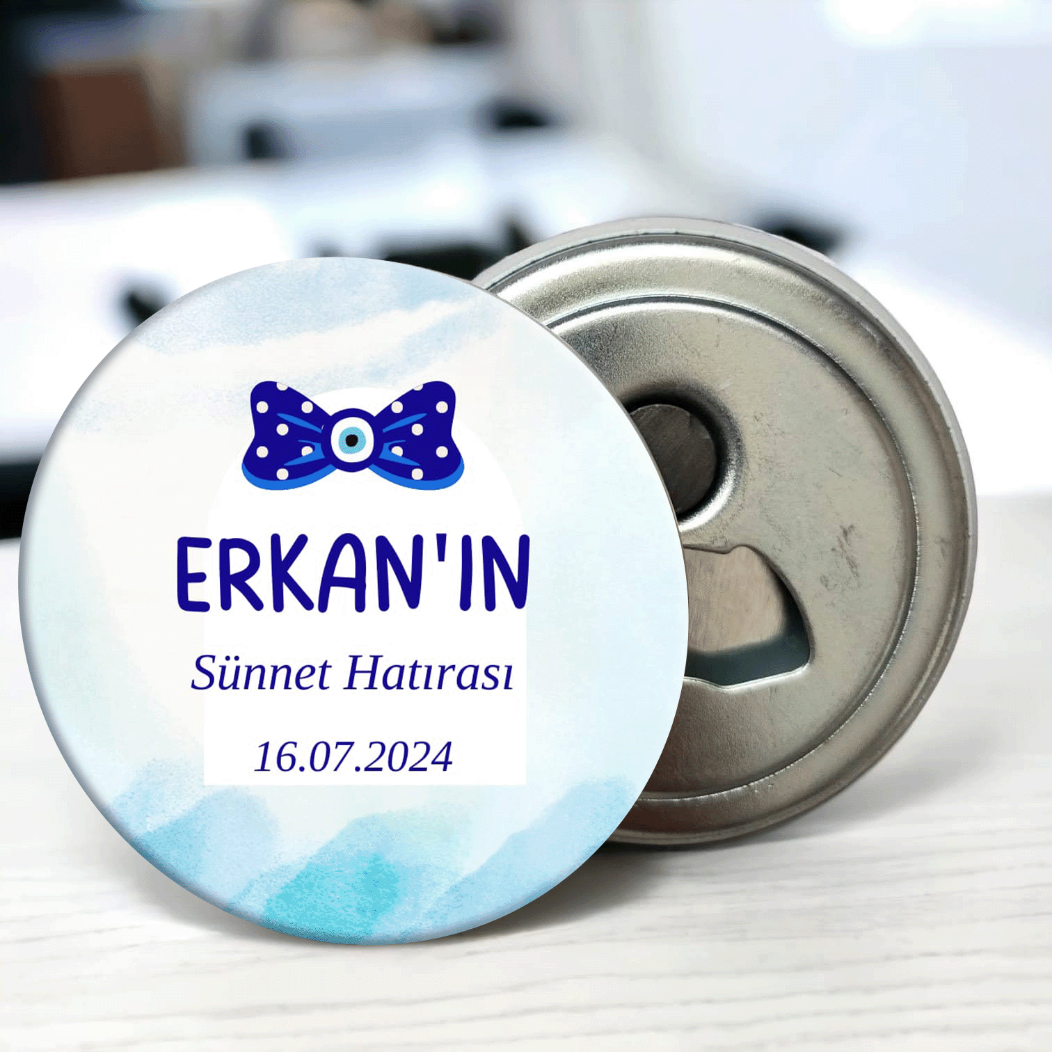 Puantiyeli Nazar Boncuklu Papyon Detaylı Açacaklı Buzdolabı Magneti Sünnet Hediyeliği (Model No: 04) Sadece Magnet (Jelatinli)