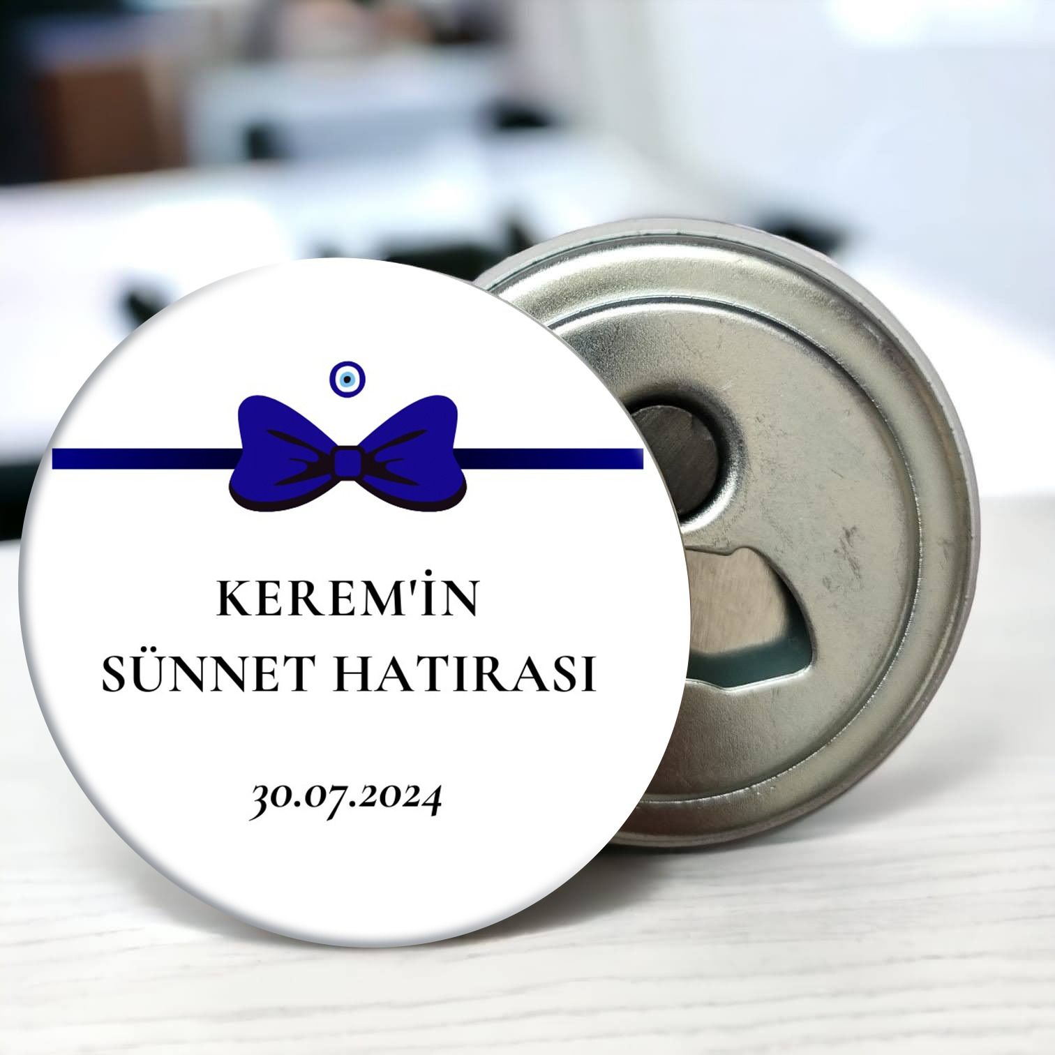 Kuşaklı Nazar Boncuklu Papyon Detaylı Açacaklı Buzdolabı Magneti Sünnet Hediyeliği (Model No: 05) Sadece Magnet (Jelatinli)