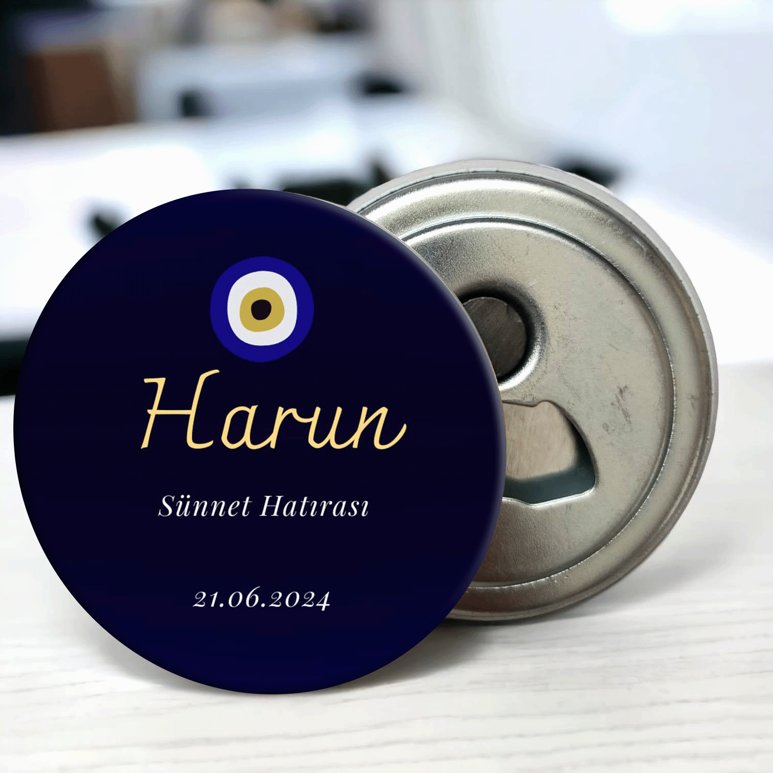 Koyu Lacivert Zemin Detaylı Açacaklı Buzdolabı Magneti Sünnet Hediyeliği (Model No: 10) Sadece Magnet (Jelatinli)