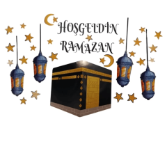 Kabe Detaylı Hoş Geldin Ramazan Sticker Set 35x50 cm Rozet Hediyeli
