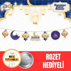 Hoş Geldin Ramazan Dekor Banner Rozet Hediyeli