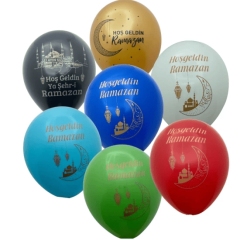 100 Adet Hoş Geldin Ramazan Yazılı Kaliteli 30 cm Helyum Uyumlu Balon