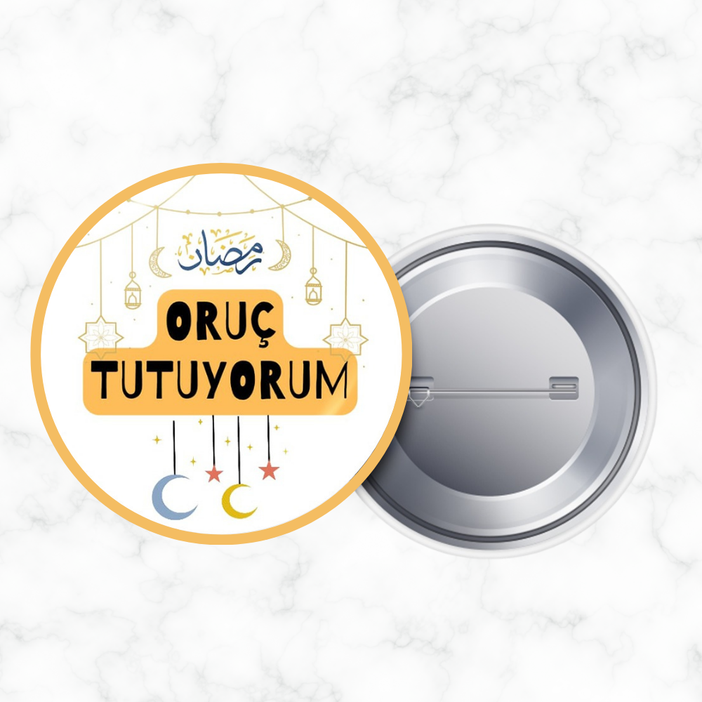 Oruç Tutuyorum İğneli Yaka Rozeti 58 mm Büyük Boy