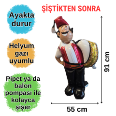 Ramazan Davulcusu Ayakta Durabilen Folyo Balon ve LED Işıklı Hoş Geldin Ramazan Kaligrafik Uzar Yazı