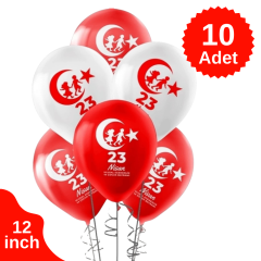 10 Adet 23 Nisan Baskılı Balon 12 inch 30 cm